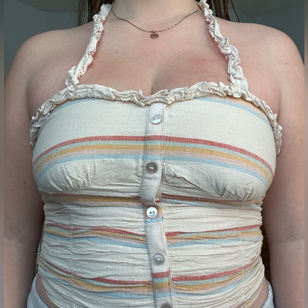 American Eagle Striped Halter Top